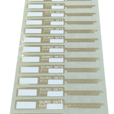 ETIQUETAS DOURADAS - OURO 9KTS 6,50X0,80CM