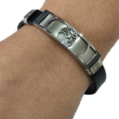 PULSEIRA PRETA COM APLICAÇÕES EM AÇO – B1799-6