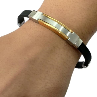 PULSEIRA PRETA COM APLICAÇÕES BICOLOR EM AÇO – D1799-2