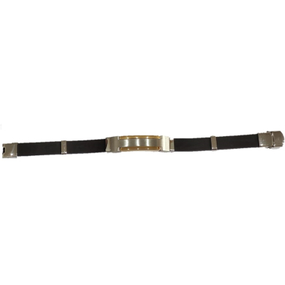 PULSEIRA PRETA COM APLICAÇÕES BICOLOR EM AÇO – D1799-7