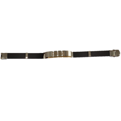 PULSEIRA PRETA COM APLICAÇÕES BICOLOR EM AÇO – D1799-8
