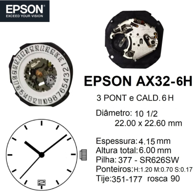 EPSON-SEIKO AX32 - CALENDÁRIO ÀS 6H