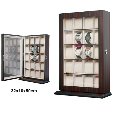 Vitrine em madeira castanha ebano para 20 relógios